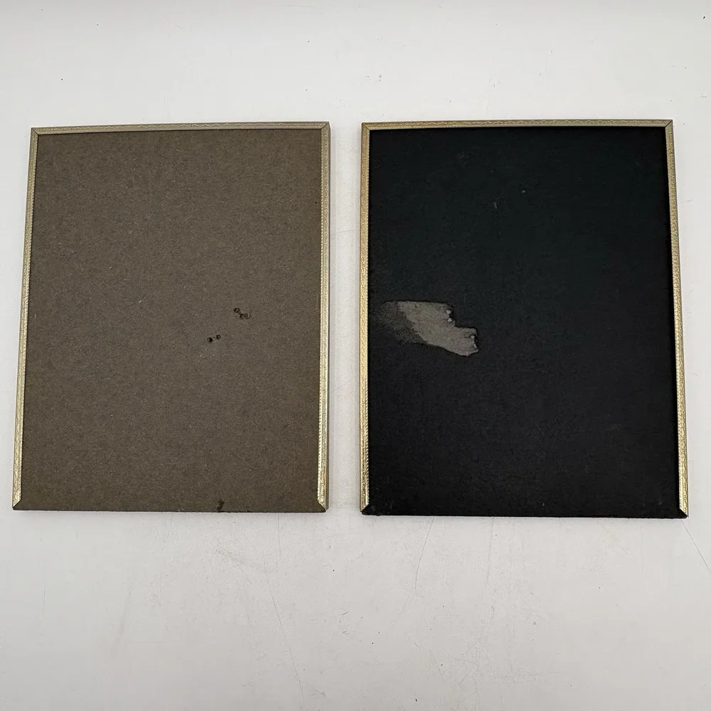 Pair Vintage Brass Picture Frames 8x10 Beaded Edge Mid Century‎ Wall Decor